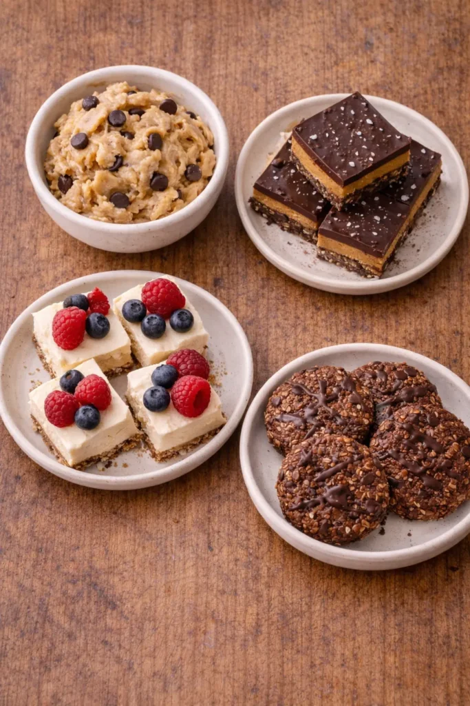 variety of 3 ingredient no-bake desserts
