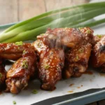 Delicious 3 ingredient crock pot chicken wings with BBQ sauce and caramelized char