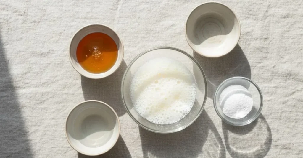 Ingredients for 3 ingredient homemade marshmallows and 4 ingredient homemade marshmallows laid out on a table