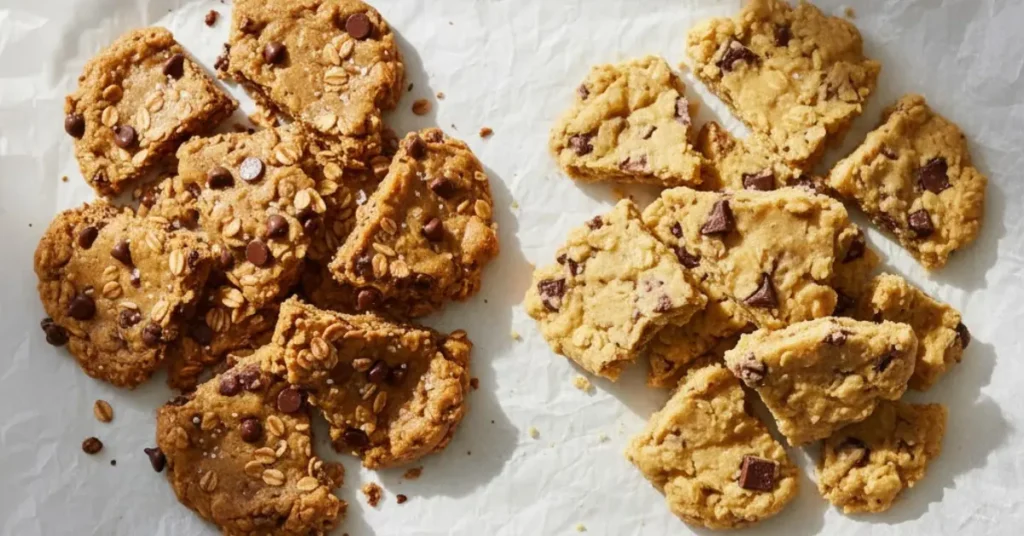 Stacked shards of Four-Ingredient Cookie Dough Bark and 3-Ingredient Cookie Dough Bark on a plate