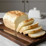 Sliced carnivore egg white whey bread showing firm texture and even crumb - best zero carb bread recipe