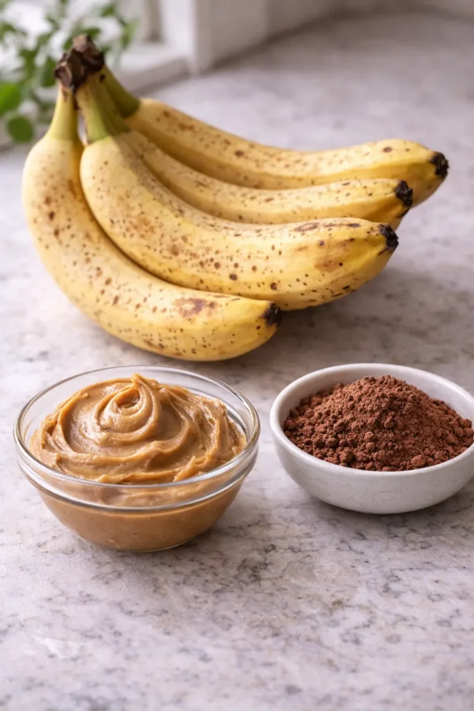 Easy 3 Ingredient Banana Brownies (Peanut Butter & Cocoa, No Eggs) 7 Ingredients for 3 ingredient banana brownies