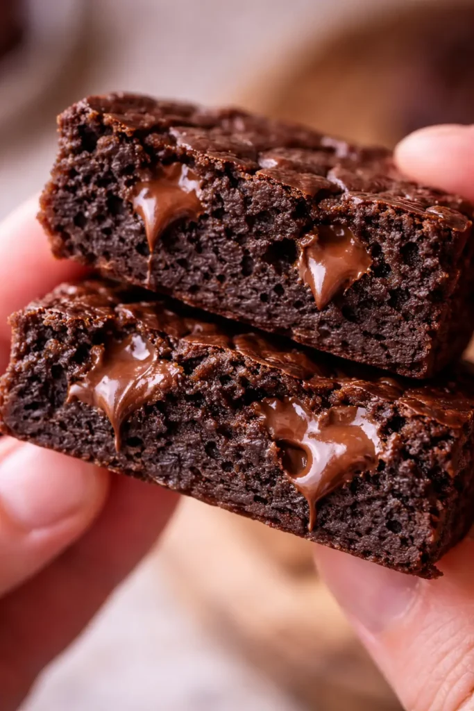 Easy 3 Ingredient Banana Brownies (Peanut Butter & Cocoa, No Eggs) 9 Fudgy texture of banana brownies
3 Ingredient Banana Peanut Butter Brownies