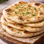 Easy 3 ingredient naan bread cooked on stovetop