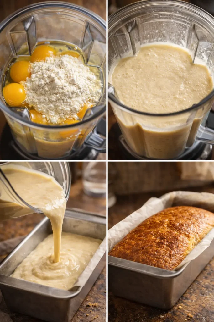 Carnivore Bread with Milk Powder (3 Ingredients): Firm, Sliceable Zero-Carb Loaf 7 how-to-make-carnivore-bread-milk-powder.webp Alt: Steps to make carnivore bread with milk powder from blending to baking