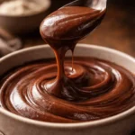 spoon lifting creamy carnivore chocolate pudding