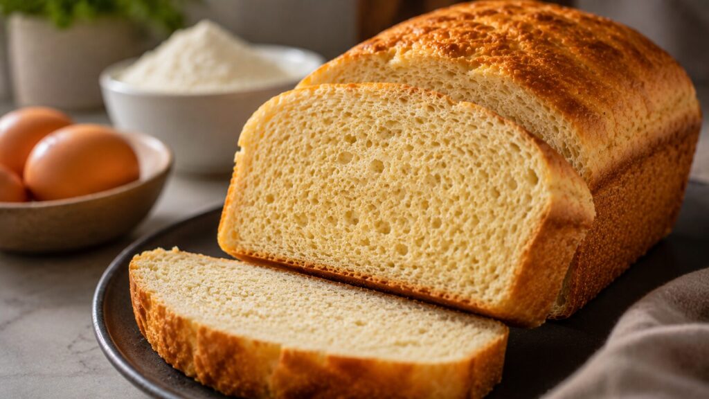 Sliced carnivore bread showing its soft protein-based crumb structure
