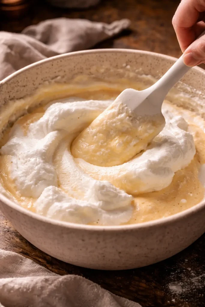 folding egg whites gently batter