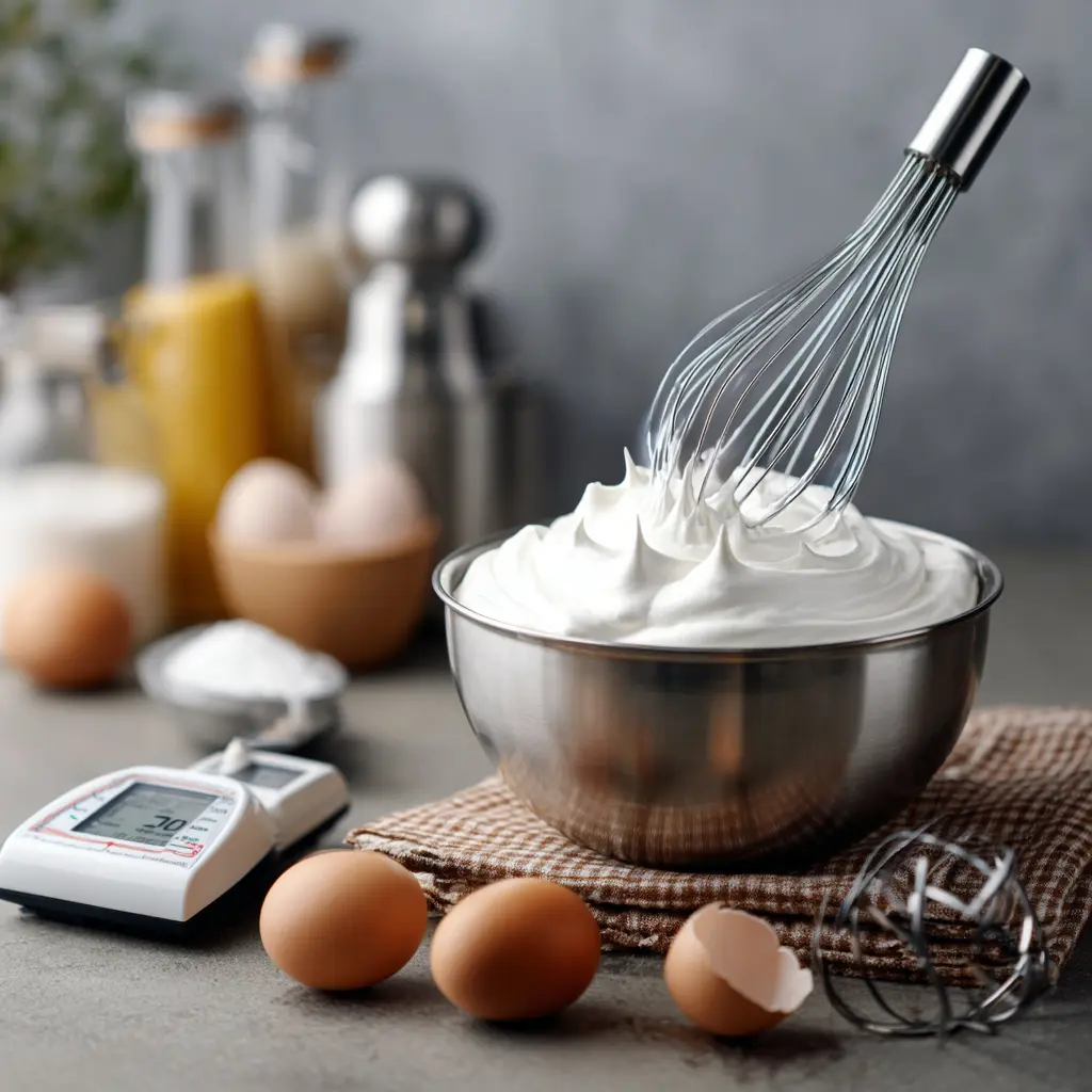 Weak egg white peaks compared to stable stiff peaks