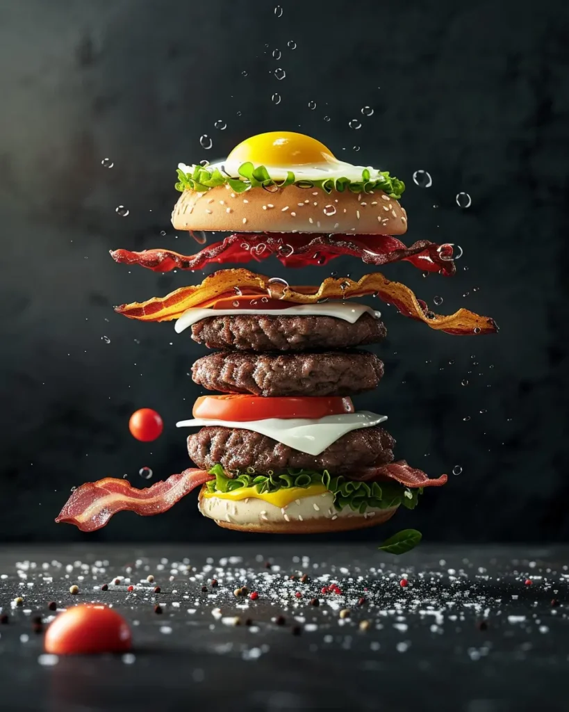 Carnivore burger stack showing optimal assembly sequence