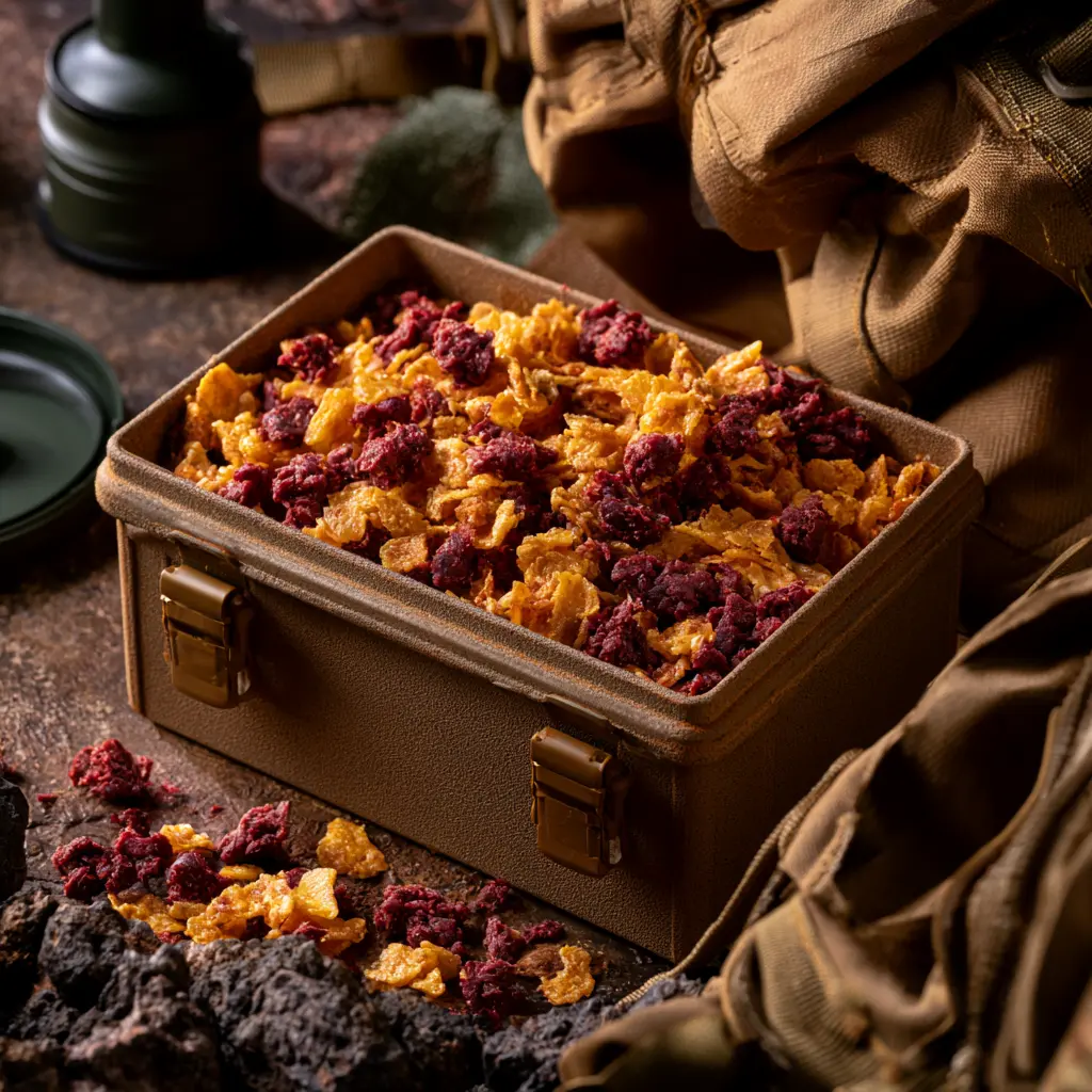 High-protein carnivore crunch cereal for field nutrition