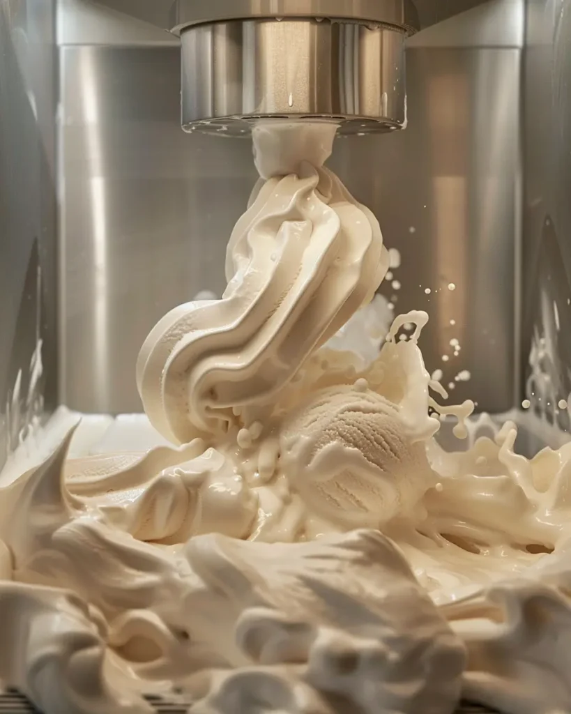 Carnivore ice cream reaching soft-serve consistency during churning