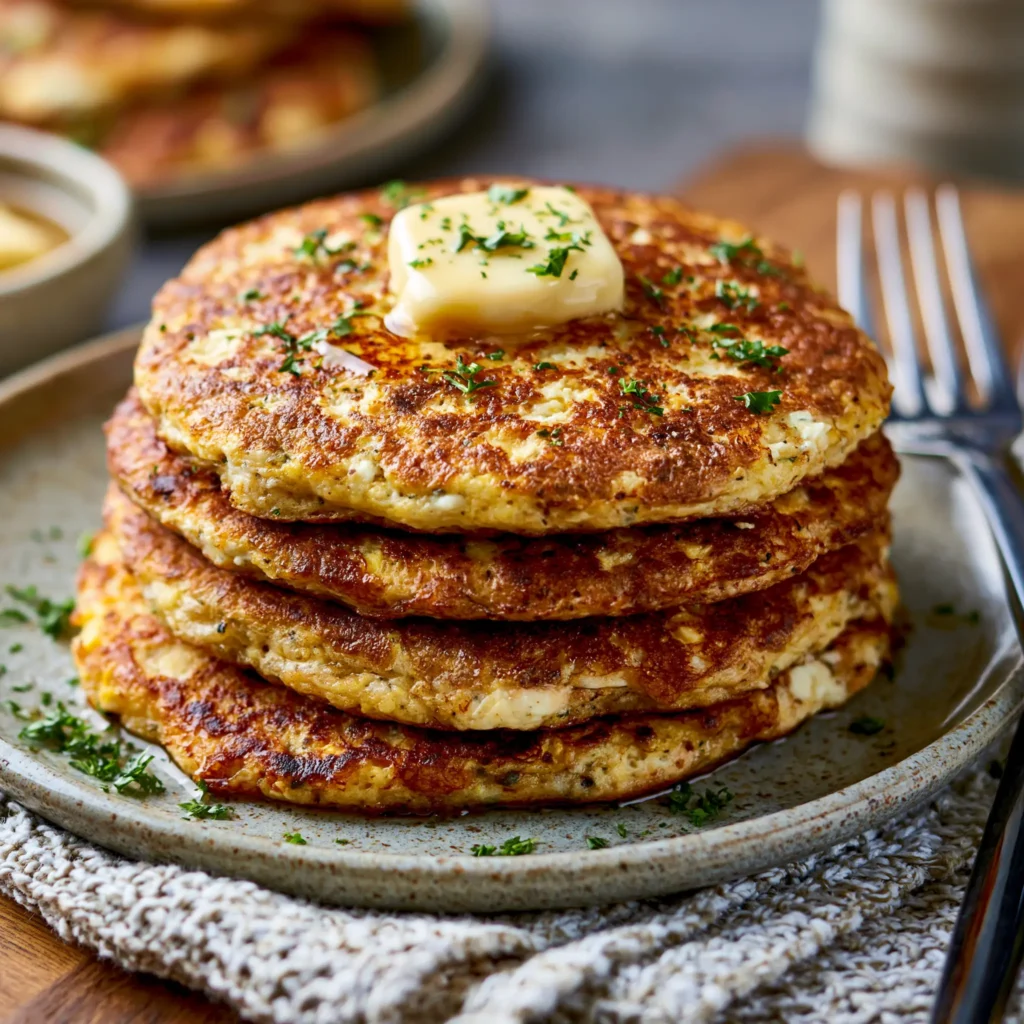 Carnivore power pancakes made with eggs, collagen and cream cheese