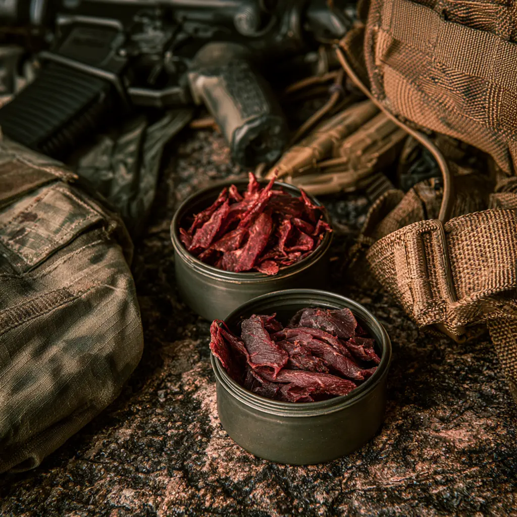 Beef jerky and tallow used as portable military fuel