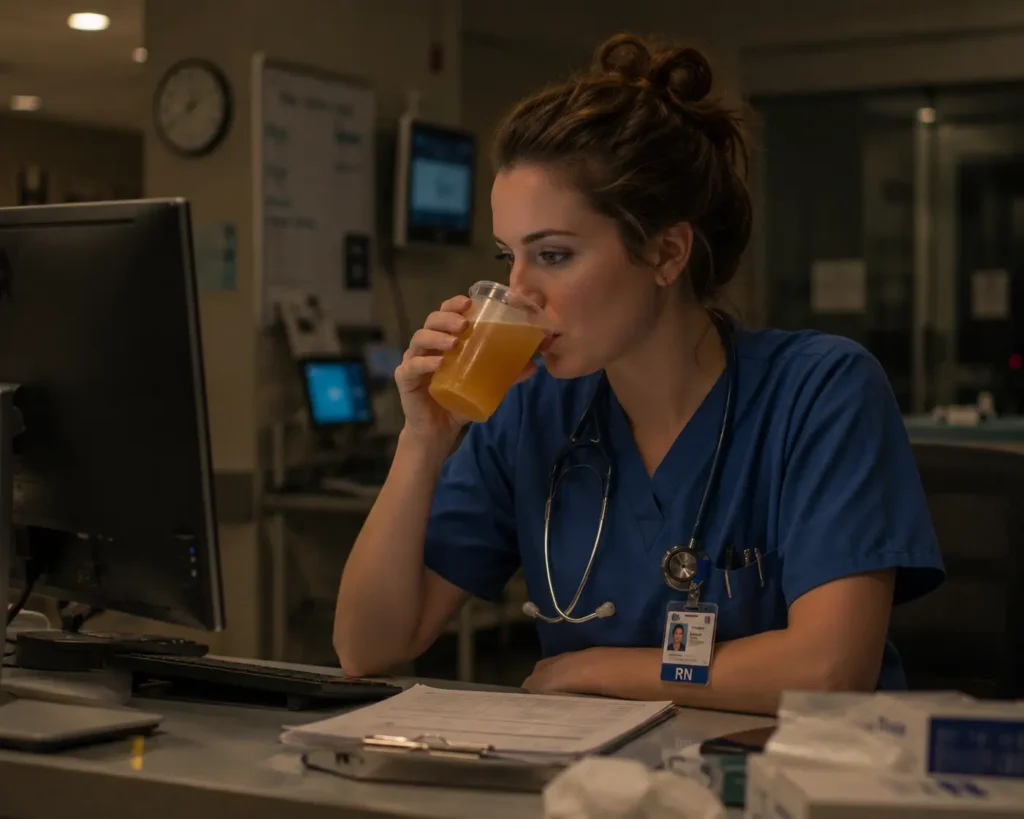 Carnivore Recipes for Healthcare Workers: 8 Easy Meals for Steady Energy During 12-Hour Shifts 6 Healthcare worker using bone broth during a night shift