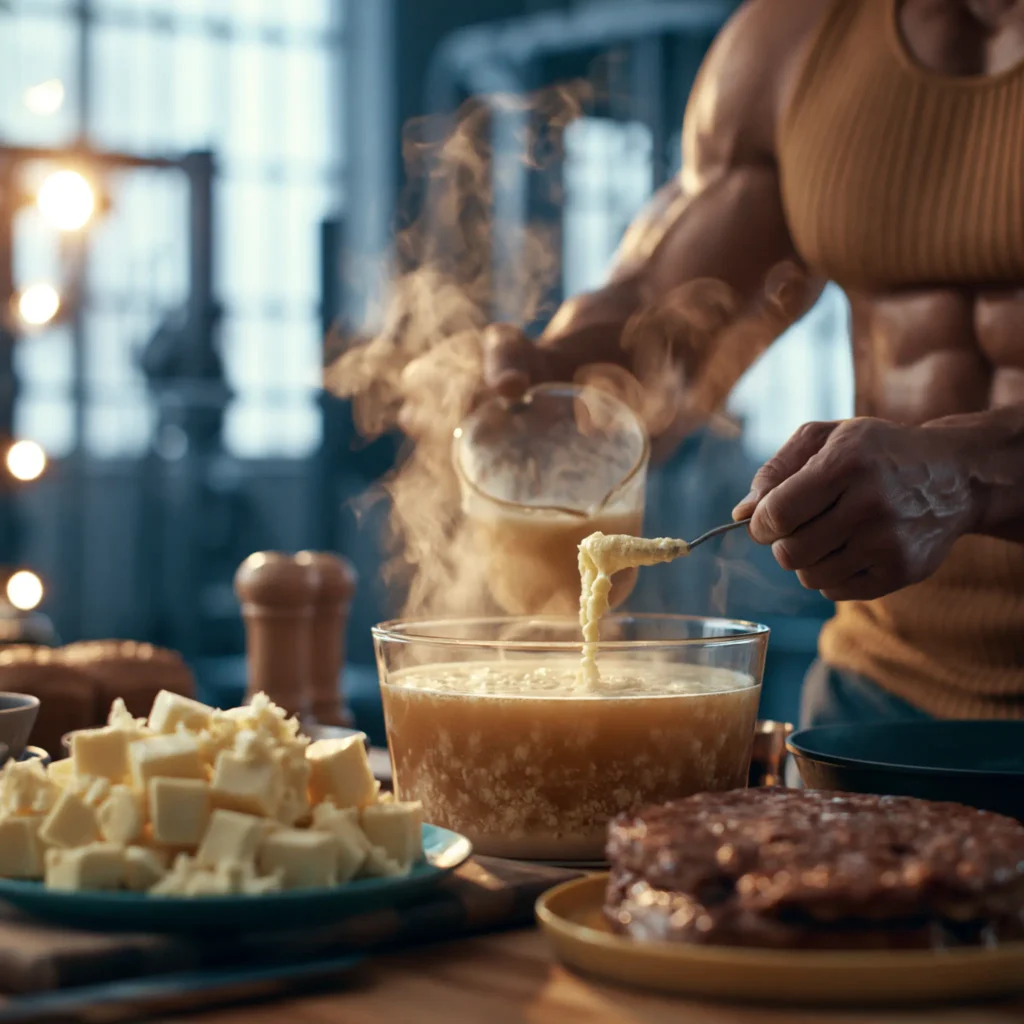 Bone broth butter shake used as carnivore pre-workout nutrition