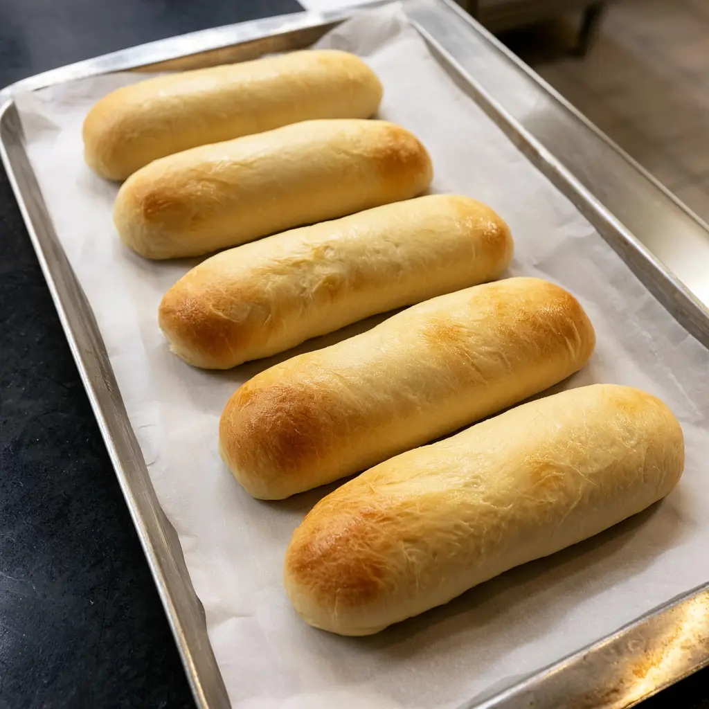 Raw carnivore hot dog buns shaped before baking
