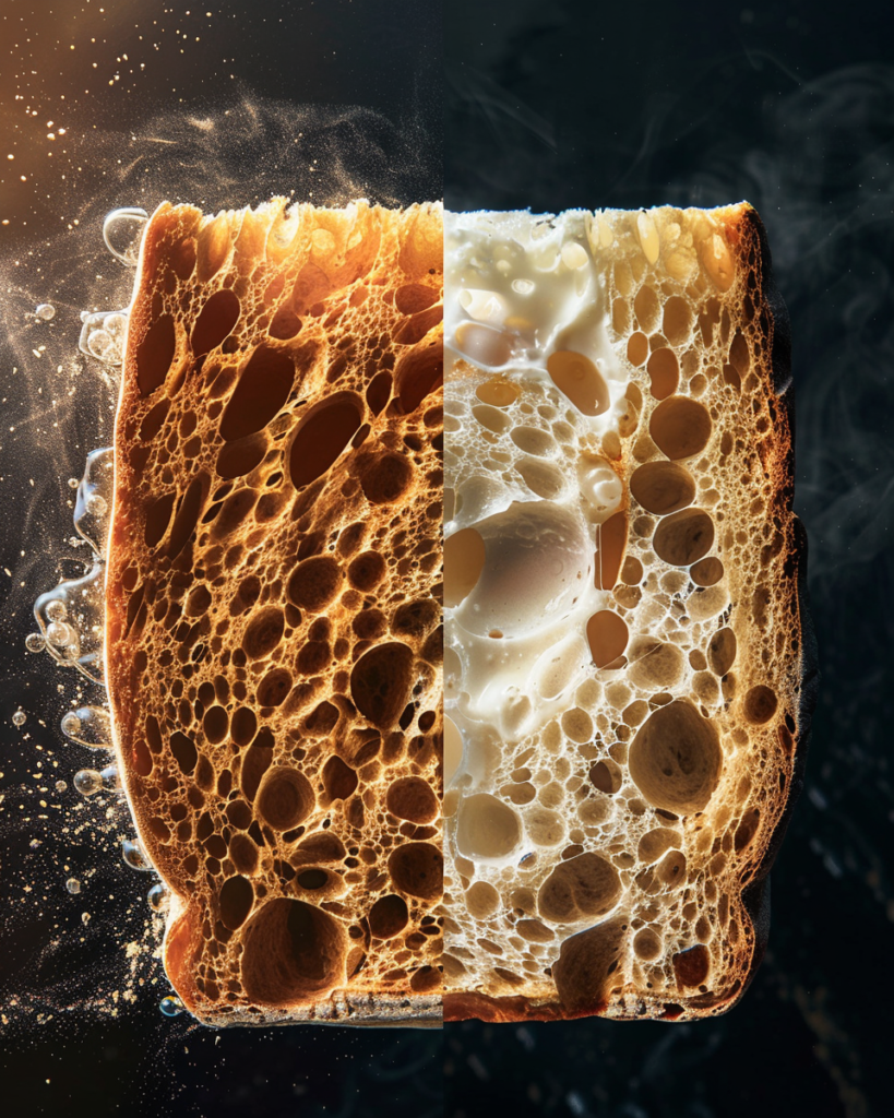 Traditional bread structure compared to carnivore bread structure