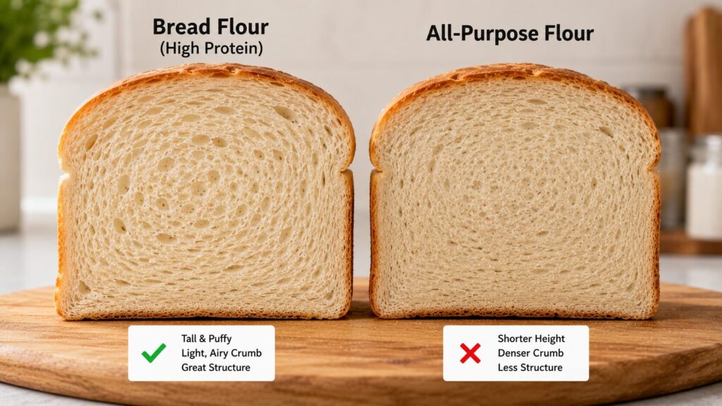 Comparison of bread flour and all-purpose flour in homemade protein bread