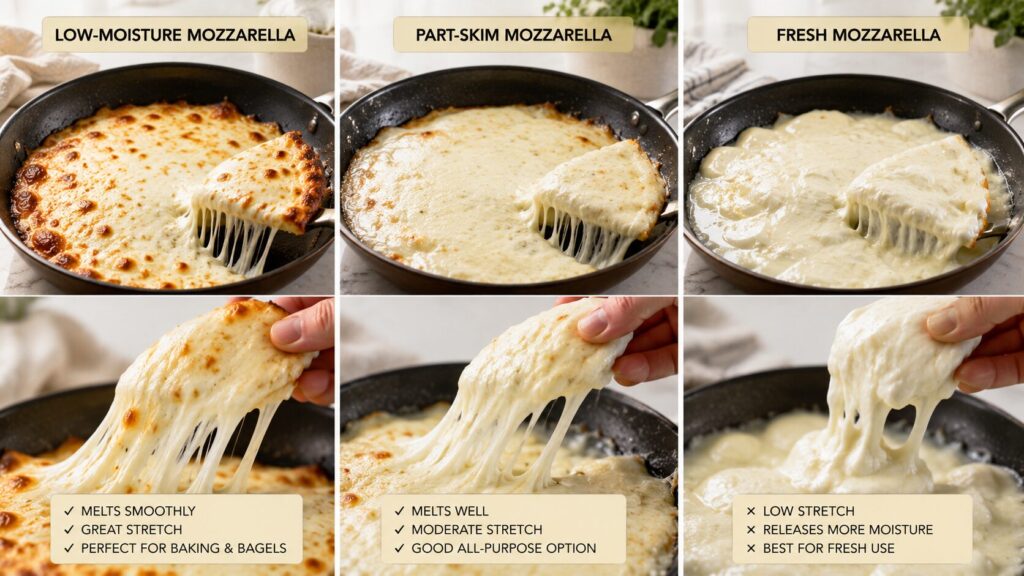 Carnivore Bagels (Chewy, Fluffy & Easy 3-Ingredient Recipe) 10 Comparison of different mozzarella types used for carnivore bagels.