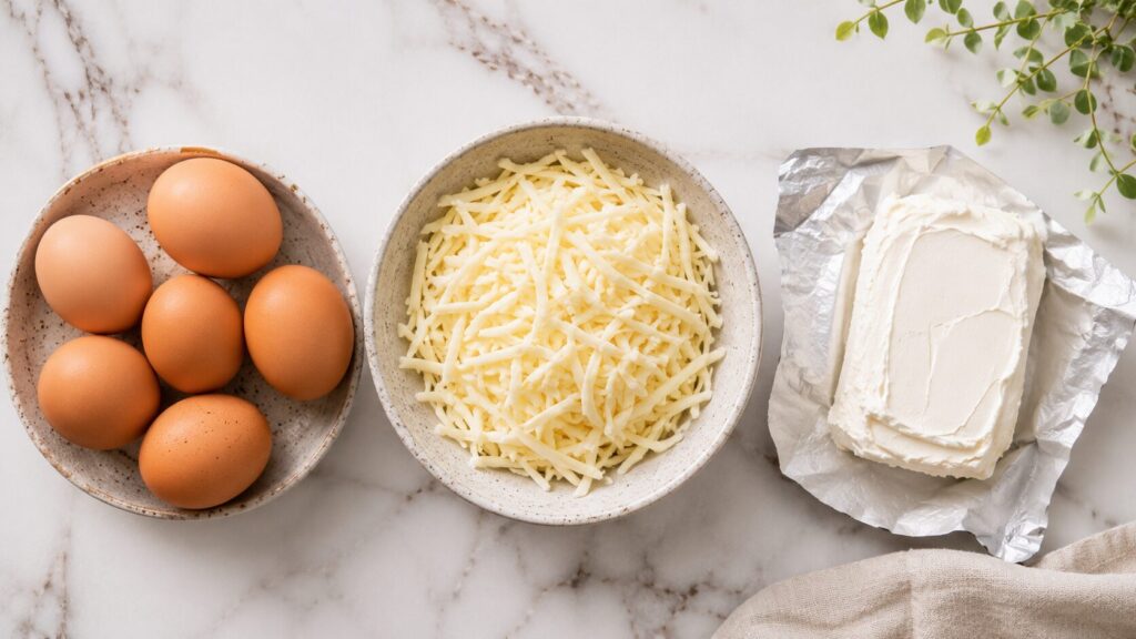 Carnivore Flatbread (3-Ingredient, Zero-Carb, Foolproof) 24 Eggs, mozzarella, and cream cheese for carnivore flatbread