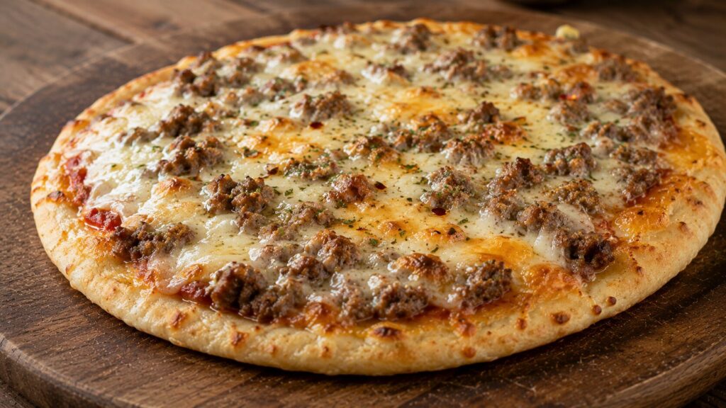 Carnivore Flatbread (3-Ingredient, Zero-Carb, Foolproof) 32 Carnivore flatbread topped with cheese and beef