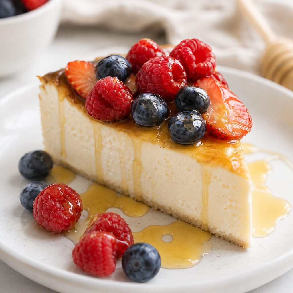 Greek yogurt cheesecake served with