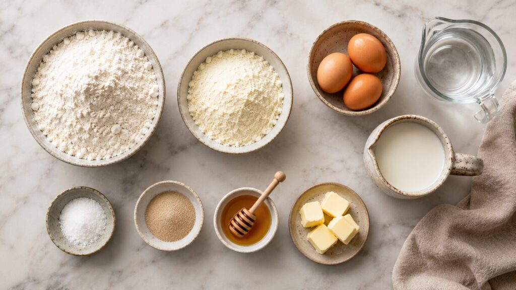 Ingredients needed to make homemade high protein sandwich bread