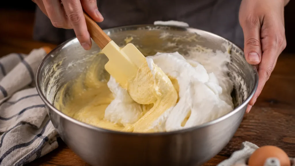 folding whipped egg whites into carnivore batter Looksyummy