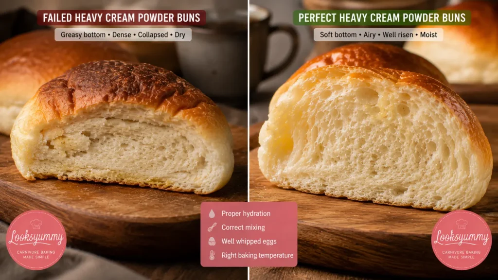 Heavy Cream Powder Carnivore Buns That Stay Soft, Never Dense 13 dense versus fluffy heavy cream powder carnivore buns Looksyummy