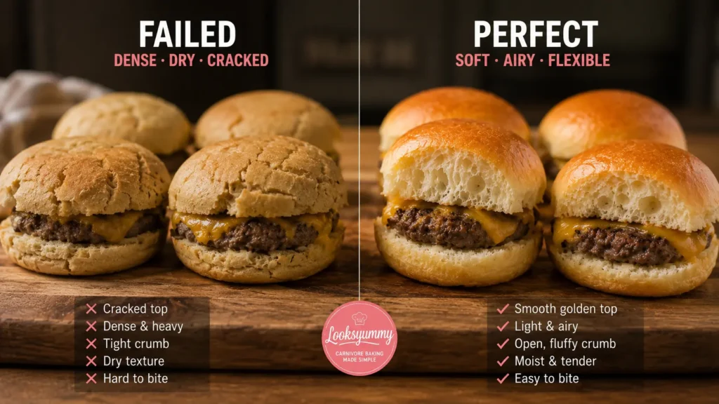 failed vs perfect carnivore slider buns comparison Looksyummy