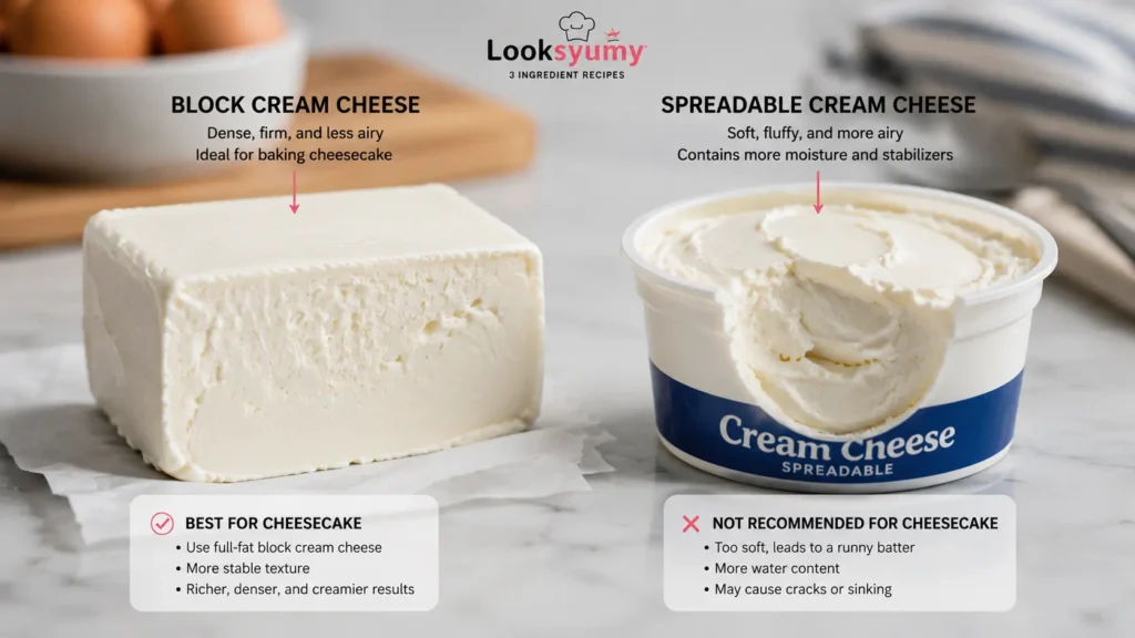 block cream cheese versus spreadable cream cheese for cheesecake