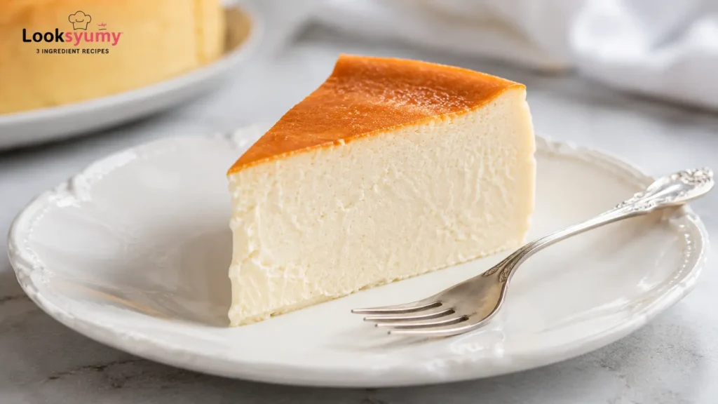 slice of creamy carnivore cheesecake on white plate