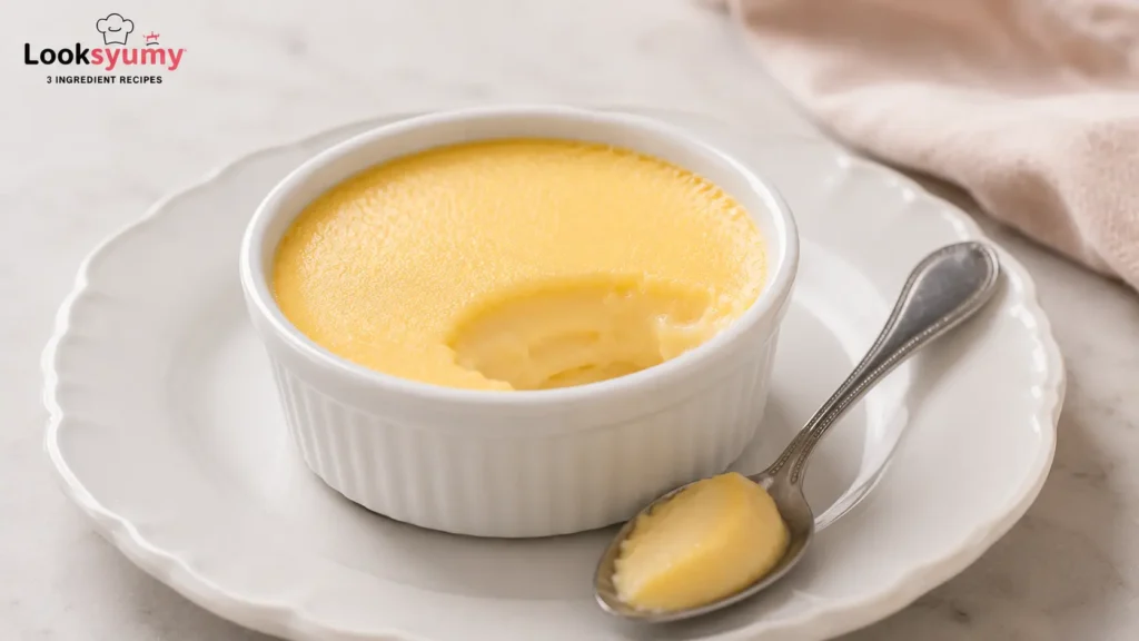 creamy carnivore custard served in a white ramekin