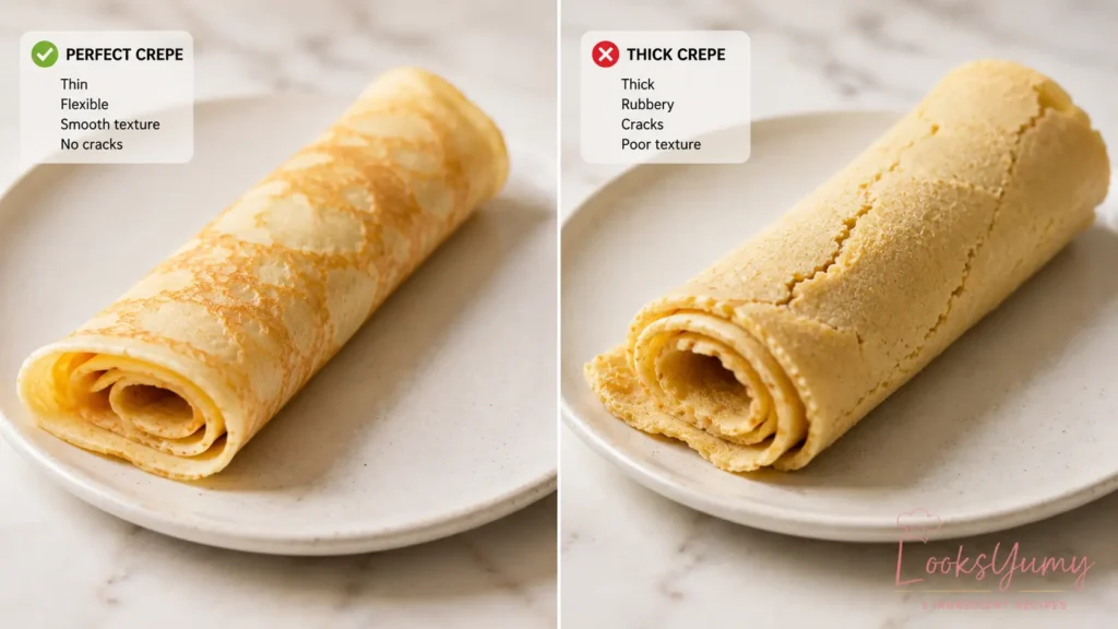 flexible carnivore crepe compared with a thick rubbery crepe