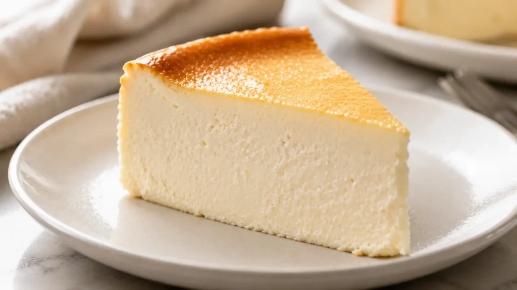 2 Ingredient Protein Cheesecake: Creamy, High-Protein, and Actually Sliceable 8 slice of creamy high protein cheesecake with smooth texture