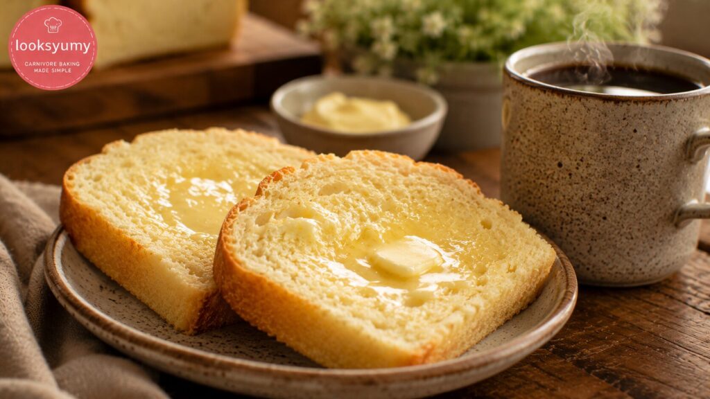 serving moist carnivore bread with heavy cream powder Looksyumy