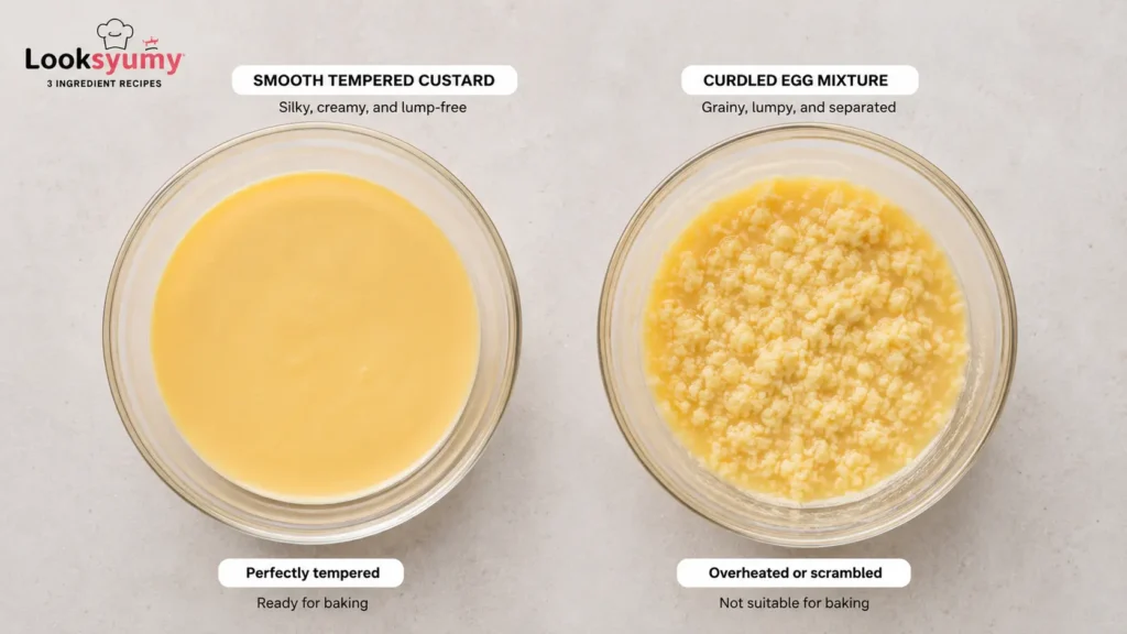 mixture compared with curdled custard