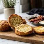 Carnivore English muffins sliced open with a soft center and crispy toasted edges