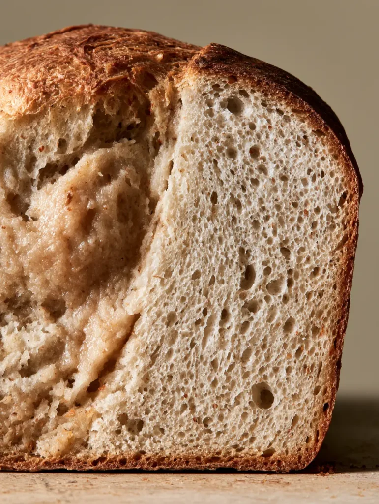 Why Your Carnivore Bread Fails: 9 Common Problems & How to Fix Them 9 Sliced carnivore bread showing a gummy moist center compared with a properly set crumb
