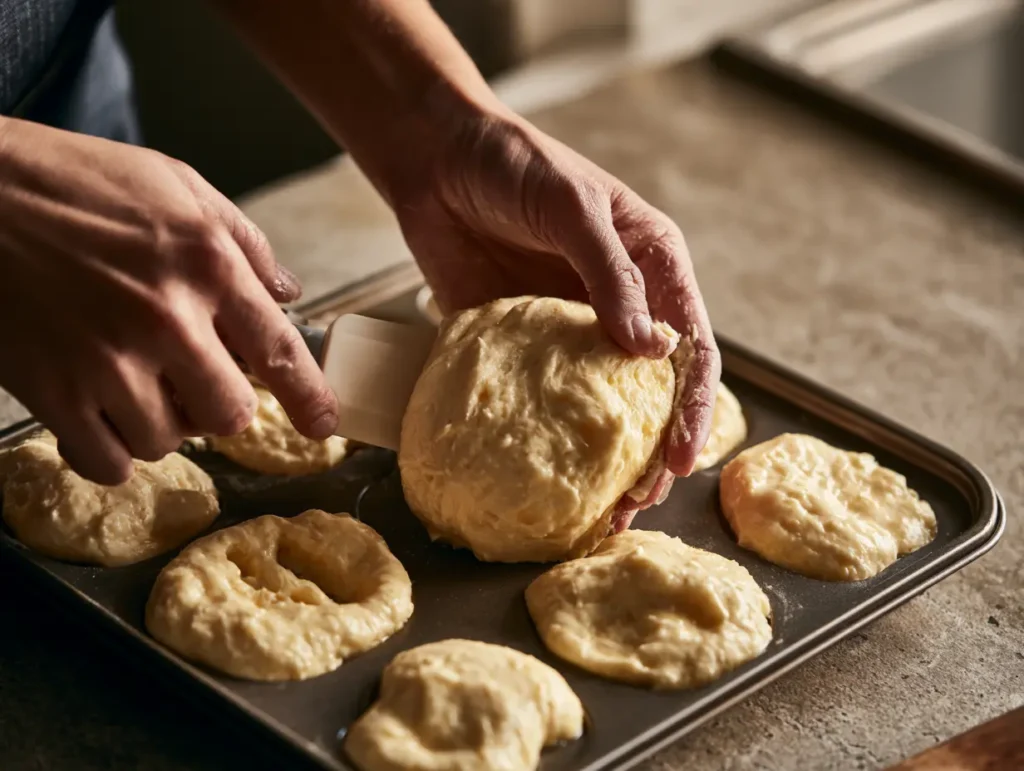 Shaping carnivore Halloween burger buns before baking