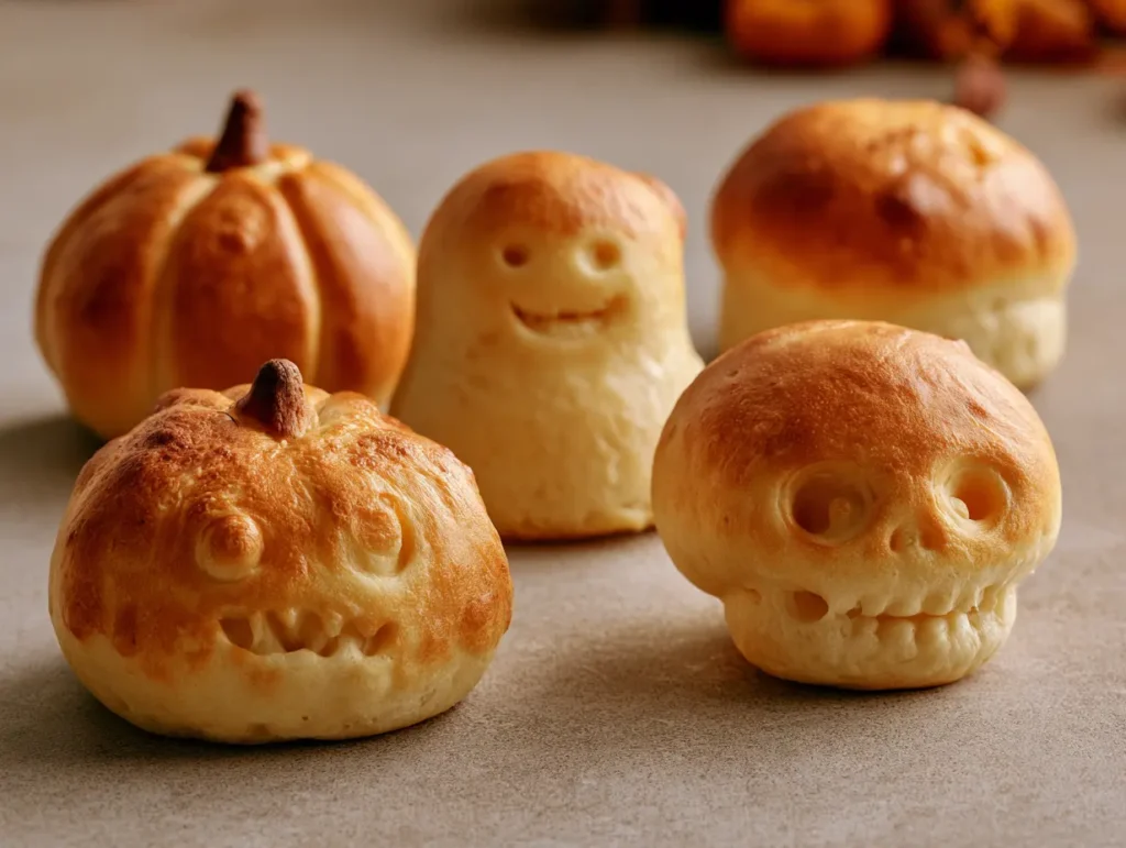 Carnivore Halloween burger buns shaped like pumpkins, ghosts, monsters, and skulls