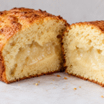 Sliced carnivore bread showing a wet center