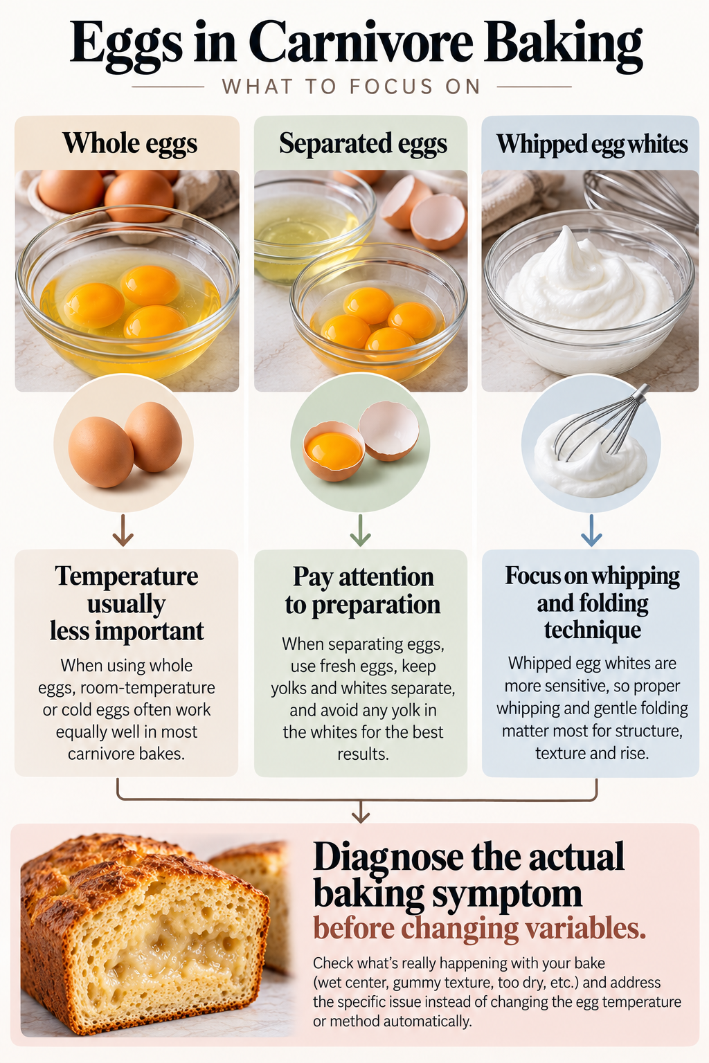 Egg temperature decision guide for carnivore baking