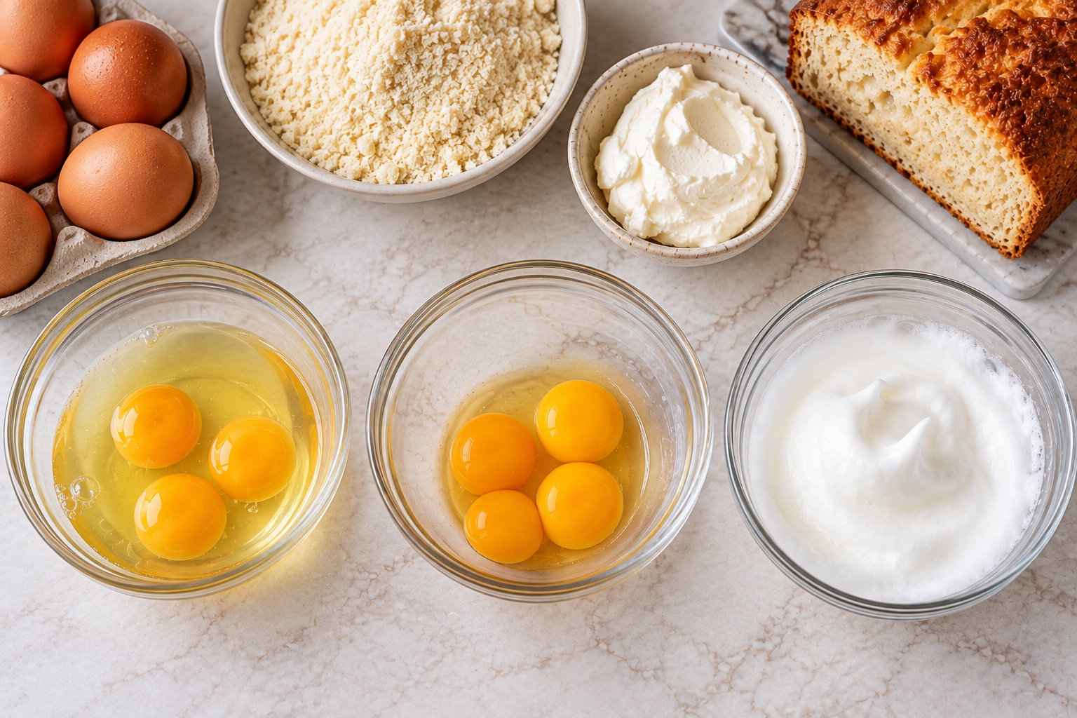 Whole eggs and separated eggs for carnivore baking